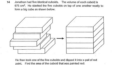 P6 2018 Nanyang Prelims Q14 - Height Surface Area | Jonathan Cuboid Cube red paint | PSLE Maths