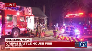 VIDEO: Crews working to put out fire at West Hartford home