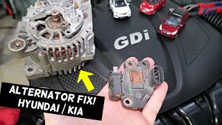 HYUNDAI KIA GDI ALTERNATOR NOT CHARGING BATTERY FIX, ALTERNATOR BRUSHES REPLACEMENT