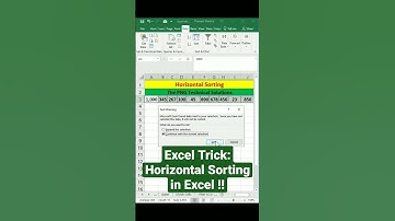 Excel Trick: Horizontal Sorting in Excel !! #shorts, #viral