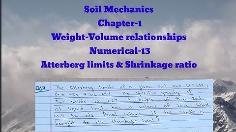 #13 numerical on shrinkage limit || atterberg limits || weight volume relationships ||