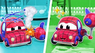 Oh, no! Baby SPIDERMAN gets hurt while on treasure hunt! | AVENGERS Car Repair