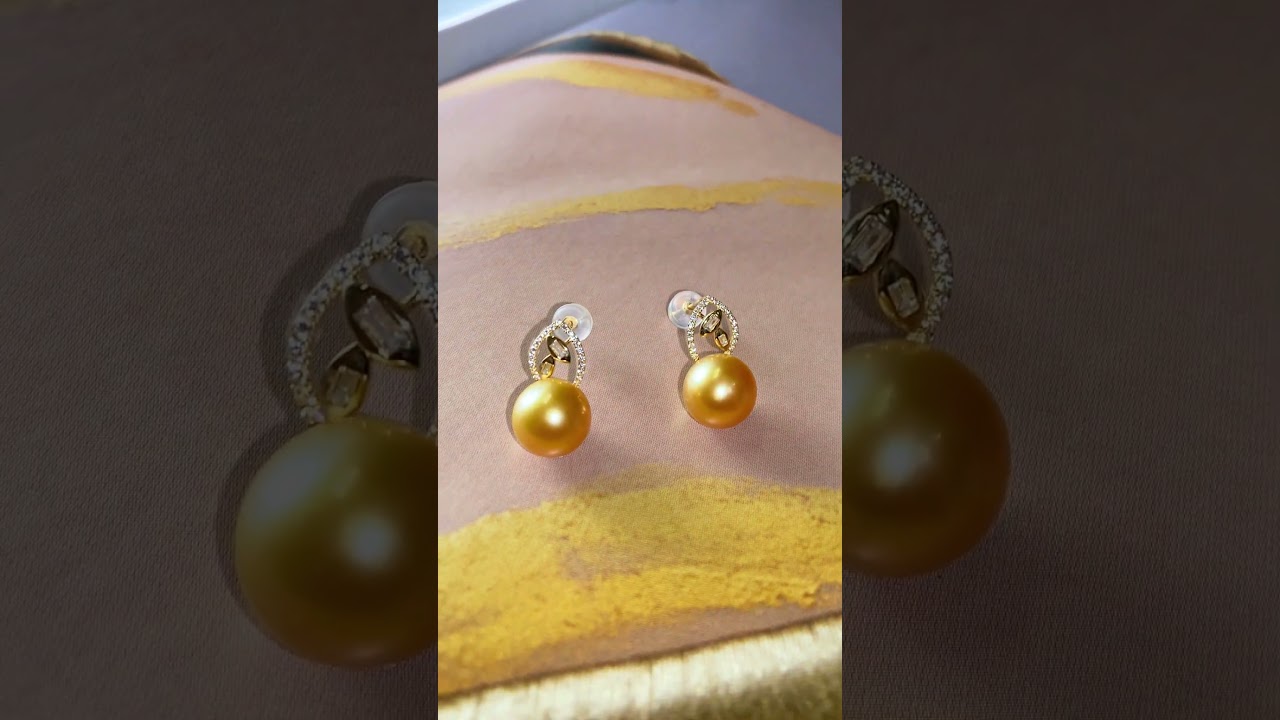 PEARLY LUSTRE 18K Solid Gold﻿ South Sea Golden Pearl Stud Earrings KE00127