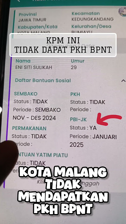 Setelah di cek, KPM ini tidak mendapatkan bansos PKH dan BPNT, hanya mendapatkan PBIJK  #pkh #bpnt