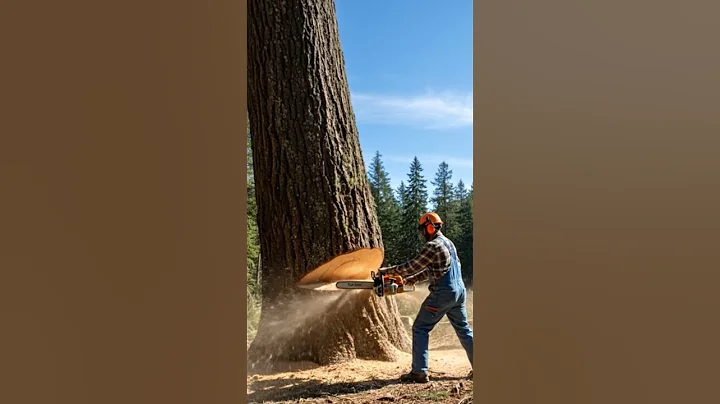 monsters are cutting down a tree using a giant chainsaw #chainsaw #stihl #treecutting
