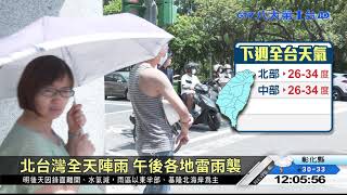 ▼鋒面掠過 週末北部多雨.略降溫 八大民生新聞 2020091202