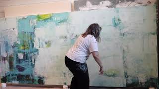 LARGE COMMISSIONED ABSTRACT PAINTING - Part 4 - with acrylic abstract artist - Lori Mirabelli