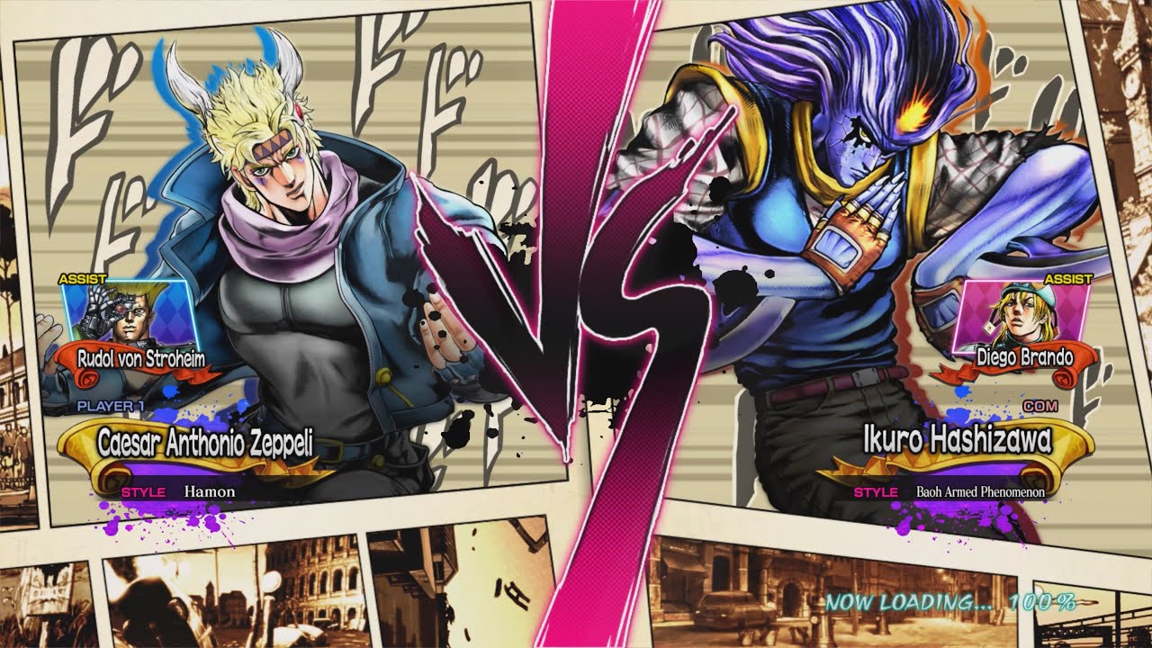 CAESAR ANTHONIO ZEPPELI vs IKURO HASHIZAWA - JoJo's Bizarre Adventure All Star Battle 2013