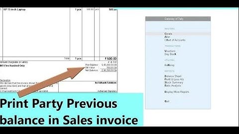 Print Party Previous balance in Tally Prime Invoice