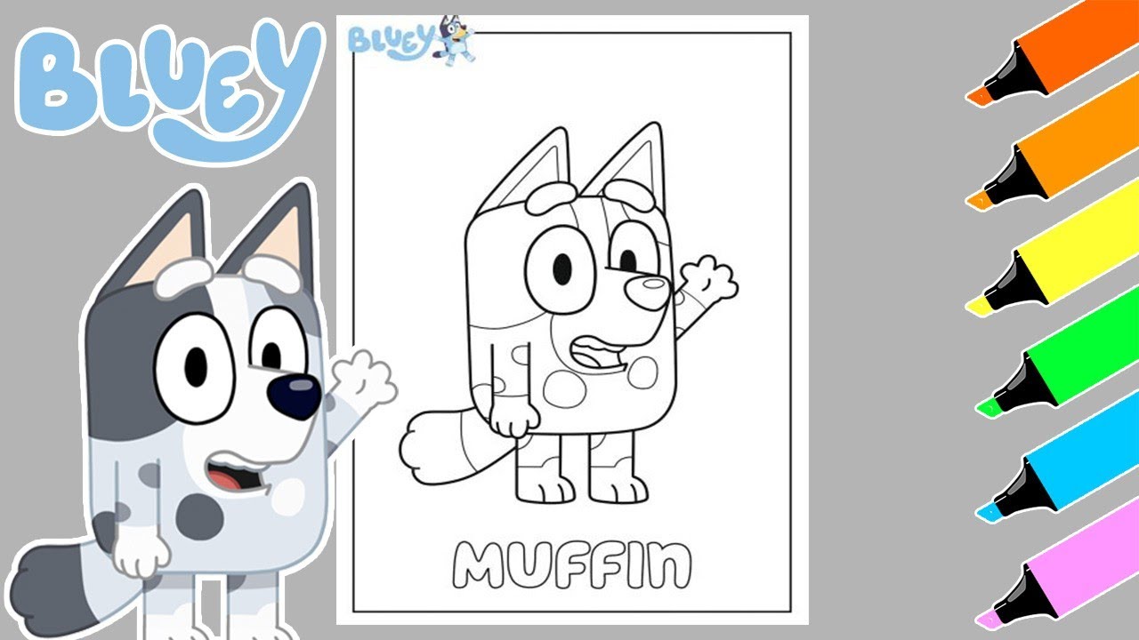 🔵 Coloring Bluey Muffin Cupcake Heeler [Bluey Coloring Pages Drawing ...