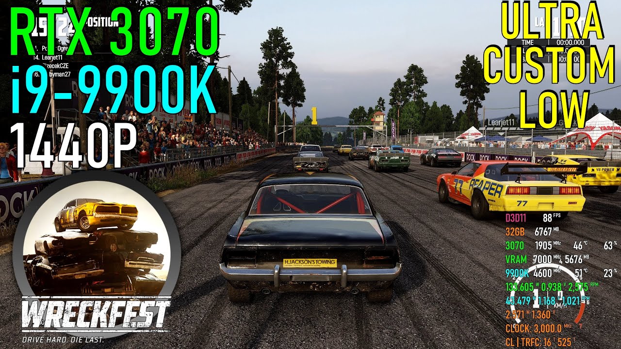 Wreckfest: RTX 3070 | i9-9900K | 1440P