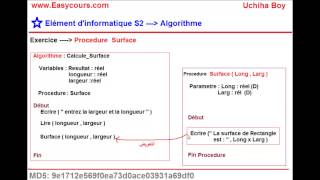 38 - Exemple N2 Une Procedure qui calcul la Surface d'un Rectangle