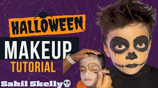 EASY SKULL MAKEUP TUTORIAL 💀| HALLOWEEN MAKEUP TUTORIAL | Makeup for Kids | Sahil Zaman