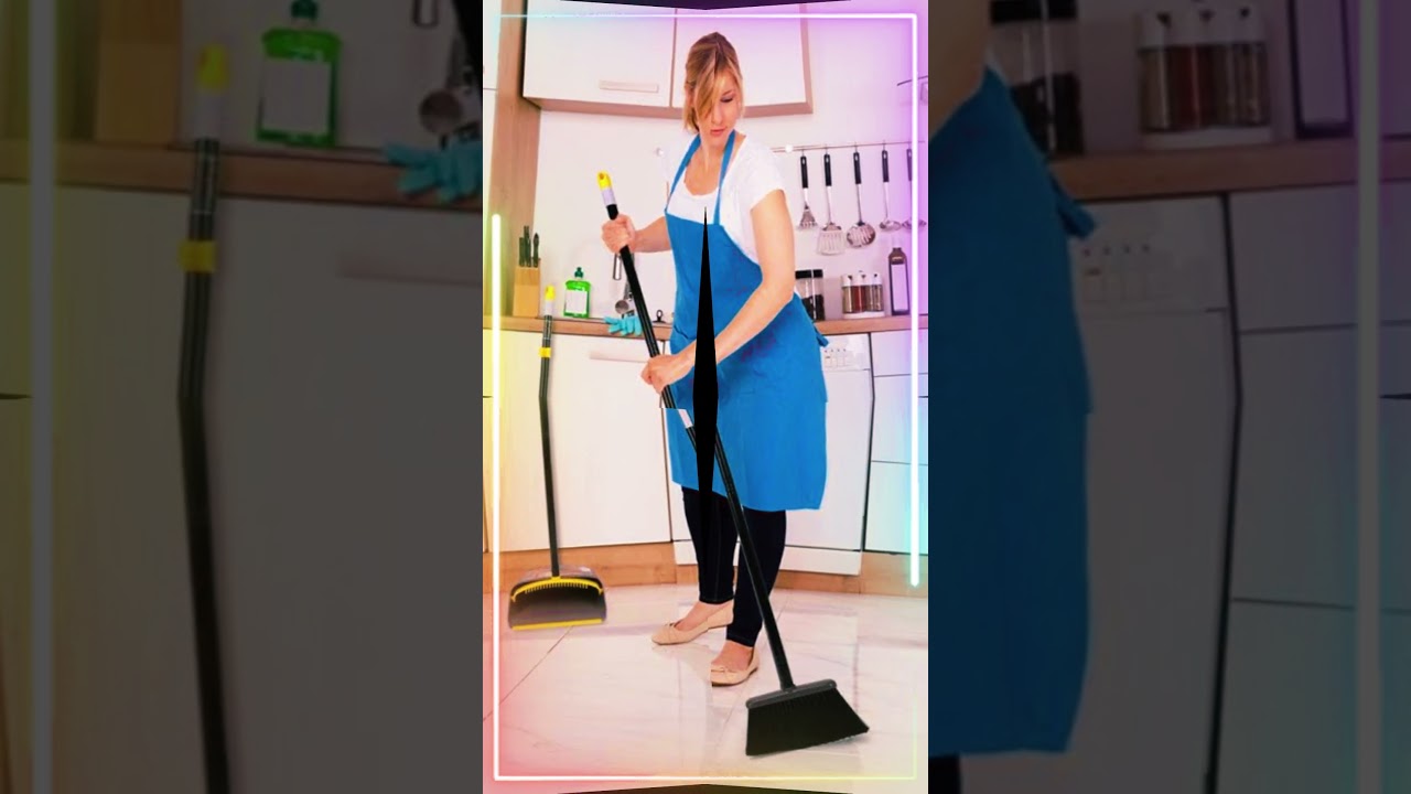 TreeLen Broom with Dustpan Combo Set,Stand up Dust Pans with Long Handle