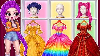 Golden vs Rainbow vs Ruby Dress Challenge! Huntrix Rumi Glow Up | DIY Fashion Paper Dolls screenshot 5
