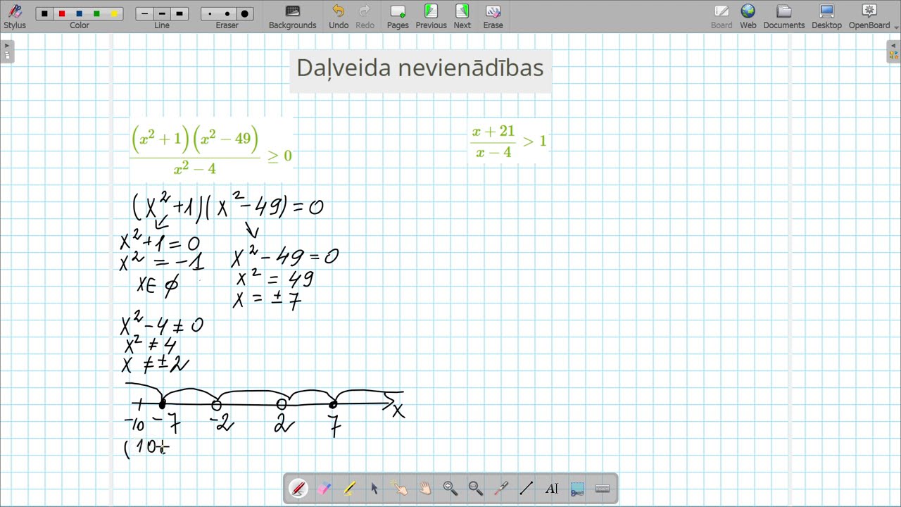 Daļveida nevienādība. Intervālu metodes algebriskais paņēmiens.