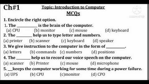 Class:2/Comp/Ch#1/Introduction to Computer/MCQs/Week#5/Video#6