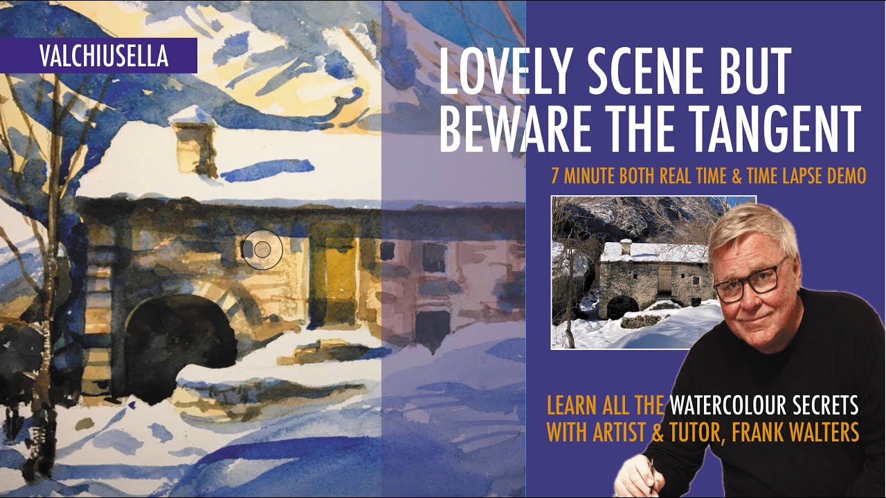 Снежная сцена с акварелью. Но будьте осторожны с касательной.