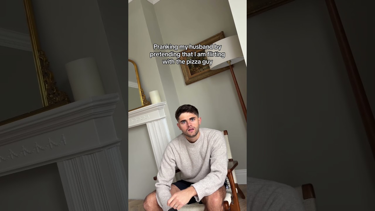 Pranking my husband by pretending that I am flirting with the pizza guy 