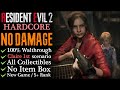 RE2 Remake NO DAMAGE Hardcore S Rank 100 Walkthrough Claire 1st