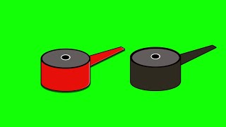 Cooking pots +pan with a green screen background