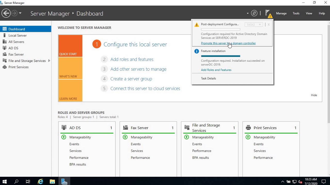 Adding ADDS (Active Directory Domain Services) role in windows server ...