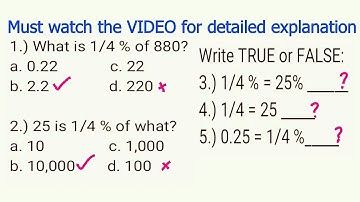 Fraction Percentage | Civil Service Exam | What is 1/4 % of 880?