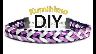 DIY: Kumihimo flat 8 braid friendship bracelet / Кумихимо браслет &quot;Колосок&quot; плоский из 8 нитей