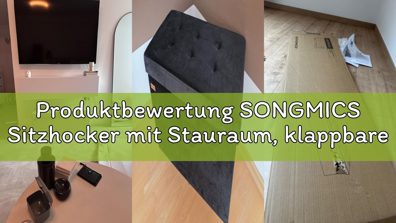 Produktbewertung SONGMICS Sitzhocker mit Stauraum, klappbare Sitzbank, 38 x 110 x 38 cm Fußbank, Auf