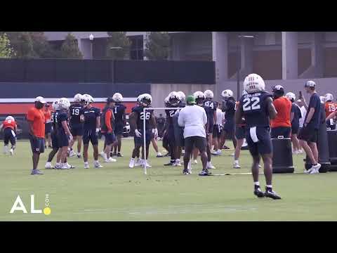 Jeremiah Cobb, Omar Mabson II and the Auburn running backs practice during day 2 of 2026 fall camp