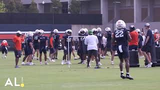 Jeremiah Cobb, Omar Mabson II and the Auburn running backs practice during day 2 of 2026 fall camp