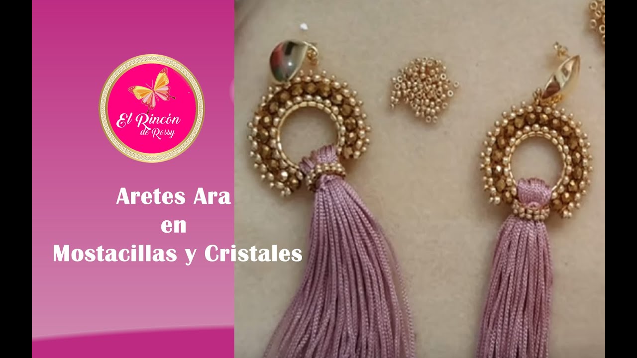 Aretes Ara en Mostacillas y  Cristales