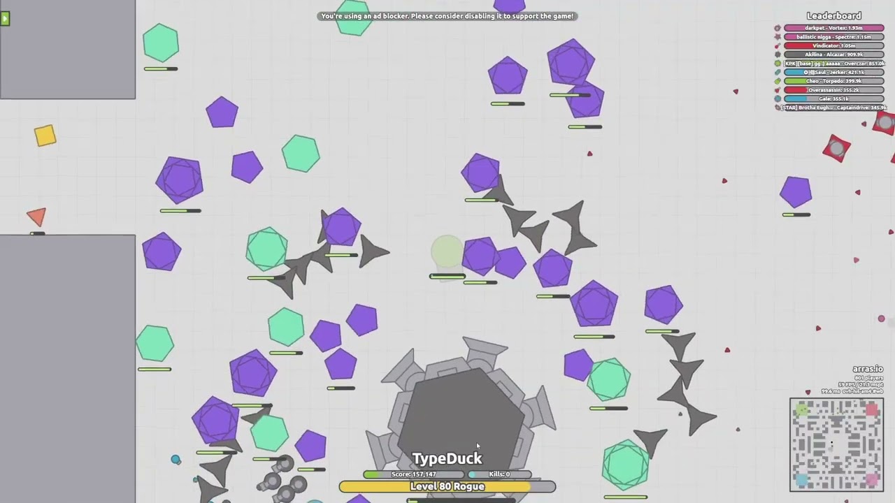 Some attempts at getting 1M with rogue (Arras.io)