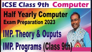 Important Theory & Output Questions for Half yearly  ICSE Class 9th Computer Exam MCQ 2023