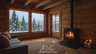 ❄️ Cozy Winter Cabin Jazz 🔥 | Fireplace Ambience for Study, Work & Relaxation 24/7