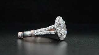 Oval Cut Verragio Parisian Halo Split Shank Diamond Engagement Ring - GIA Certified