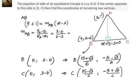 How to find the vertices of an equilateral triangle given a vertex and eq of side opp to it