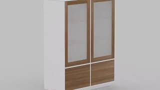 Showcase in Melamine Wood with 2 Glass Doors Made in Italy - Ylenia