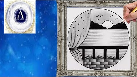 Easy circle scenery drawing /Easy drawing ideas for beginners/ How to draw pencil sketch drawing