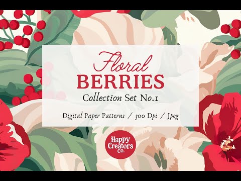 Floral Berries Digital Paper Pack, a Pattern Graphic by Happy Creators Co. (Thumbnail 8 of 8)