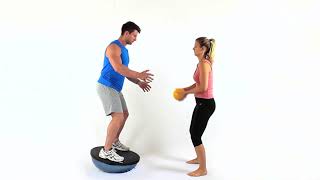 BOSU balance reverse oblique throw
