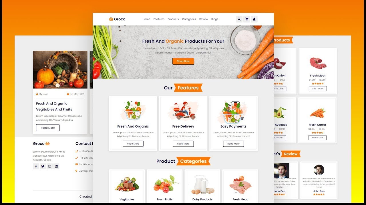 Grocery Website Design Using HTML, CSS & JS (Free Source Code) - YouTube