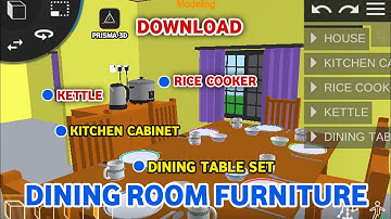 Dining Room Furniture For Prisma 3d App | Low Poly 3D Model |