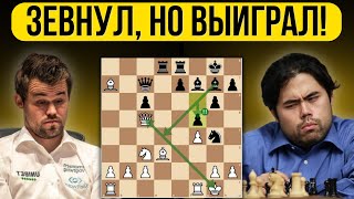 видео: Магнус Карлсен превращает ошибку в победу!  Шедевр против Накамуры. картинка: Магнус Карлсен превращает ошибку в победу!  Шедевр против Накамуры.