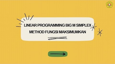 Linear Programming Big M Simplex Method Fungsi Maksimumkan (Kelas A, Kel. 3) Ganjil 2021