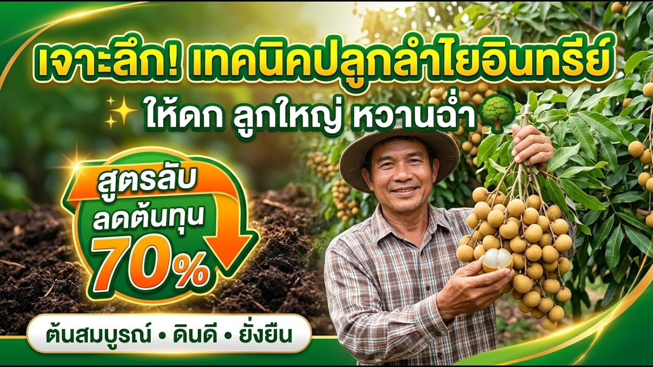 เจาะลึก! เทคนิคปลูกลำไยอินทรีย์ให้ลูกดก ผลใหญ่ หวานฉ่ำ 🌳✨ สูตรลับลดต้นทุน 70% พืชงาม ดินดี ยั่งยืน