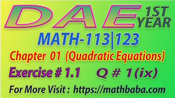 DAE 1st year Chapter 01 (Quadratic Equations) Exercise 1.1 Question 01 Part 09