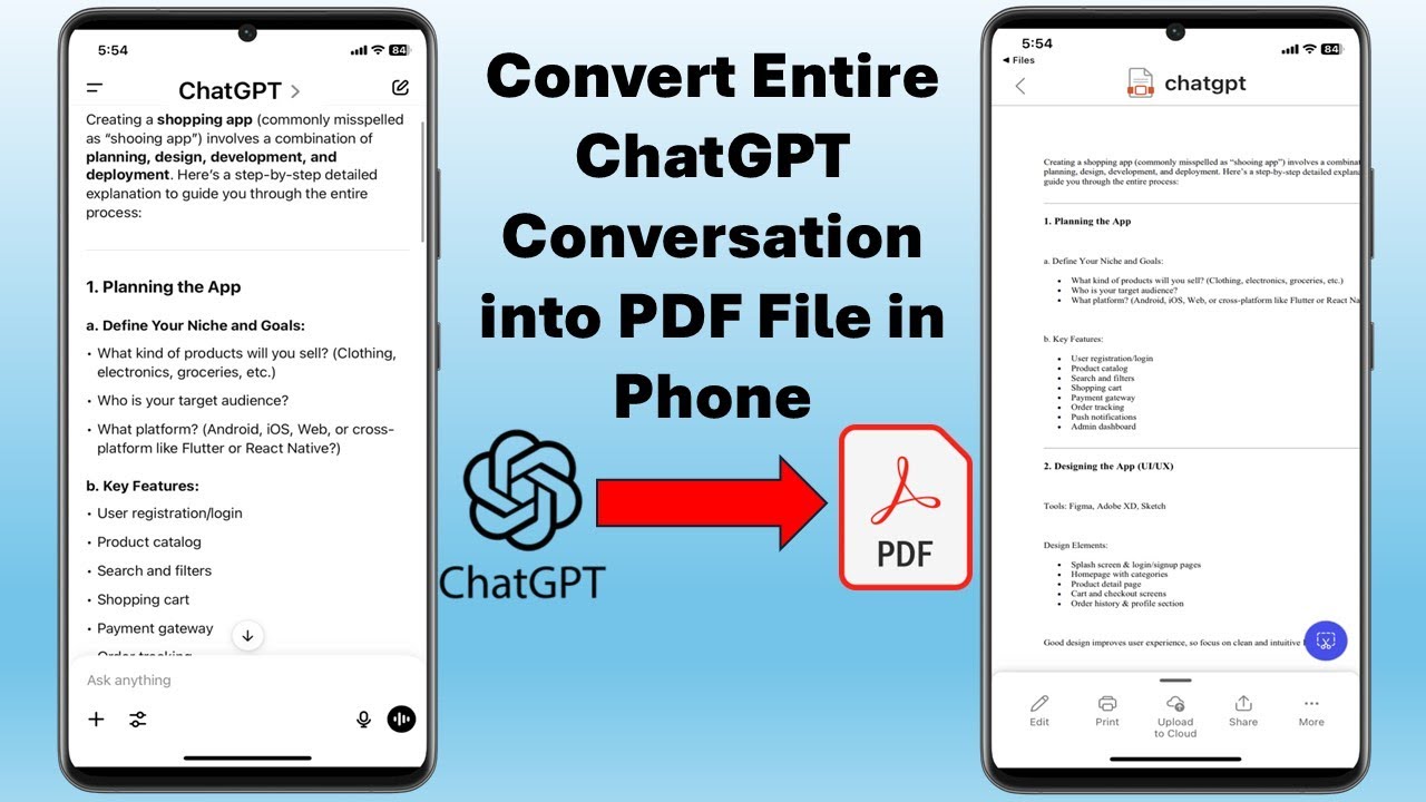 How to Convert Entire ChatGPT Conversation into PDF File in Phone