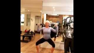 Exercising through Pregnancy: Swiss ball sumo squats and shoulder press