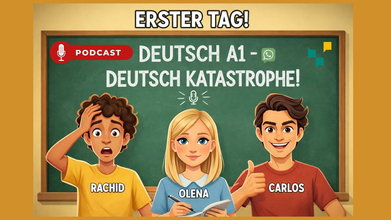 Podcast: Erster Tag im Deutschkurs Folge 1 (A1.1) – Hören, lachen und Deutsch lernen